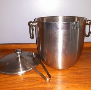 Stainless Steel Ice Bucket w/ Ice Tongs